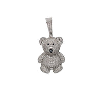 Zirconia Iced-Out Teddy Bear Pendant (Silver)