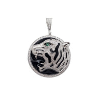 Iced-Out Enamel Tiger Pendant (Silver)