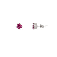 Zirconia Flower Stud Earrings (Silver)