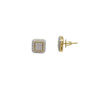 Zirconia Square Shape Stud Earrings (Silver)