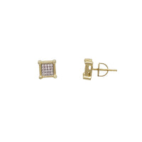 Micro Pave Square Panel CZ Stud Earrings (Silver)