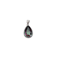 Mystic Fire Teardrop Halo Pendant (Silver)