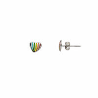 Rainbow Heart Stud Earrings (Silver)
