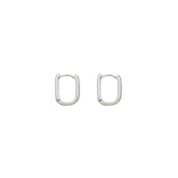 Elongated Rectangle Huggie Earrings(Silver)
