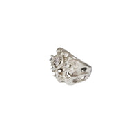 Textured Diamond-cut Nugget Square Signet Ring (Silver)