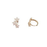 Triple Flowers Huggies Earring (14K)