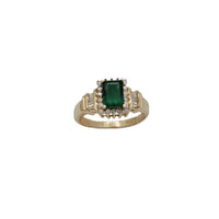 Diamond Halo Emerald & Baguette Ring (10K)