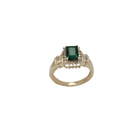 Diamond Halo Emerald & Baguette Ring (10K)