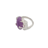 Purple Jade & Black Onyx Dragon Ring (Silver)
