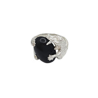 Purple Jade & Black Onyx Dragon Ring (Silver)