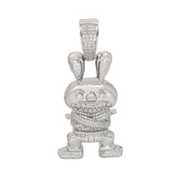 Zirconia Iced-Out Bunny Cartoon Pendant (Silver)