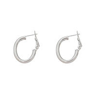 Oval Puffy Hoop Earrings (Silver)