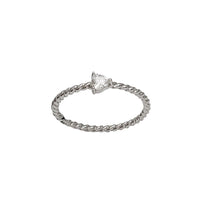 Zirconia Heart Stone Textured Lady Ring (Silver)