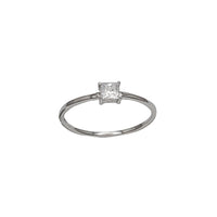 Zirconia Square Stone Plain Ring (Silver)