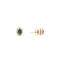 Diamond Emerald Oval Stud Earrings (14K)