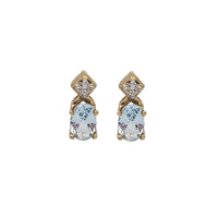 Diamond With Aquamarine Stud Earrings (14K)