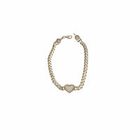Miami Cuban CZ Heart Bracelet (14K).