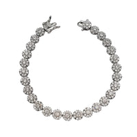 Zirconia Flower Tennis Bracelet (Silver)