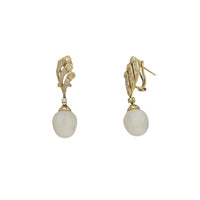 Diamond Dangling Pearl Earring (18K)