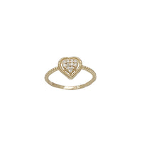 Zirconia Heart Textured Ring (14K)
