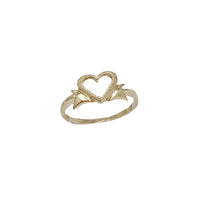 Textured Outlined Hearts Ring (14K)