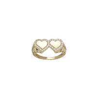 Zirconia Double Heart Nugget Texture Ring (14K)