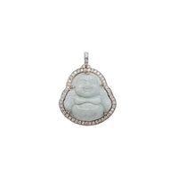 Diamond Frame Jade Buddha Pendant (14K)