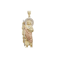 Tri-Color Saint Jude CZ Pendant (14K)
