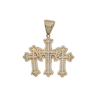 Iced Out Holy Trinity Triple Cross Pendant (14K)