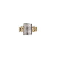 Zirconia Cuban Link Square Ring (14K)