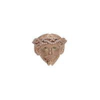 Rose Gold Zirconia Jesus Head Ring (14K)