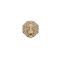 Zirconia Red Eyes Lion Head Ring (14K)