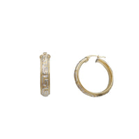 Two-Tone Diamond Cuts Hoop Earrings (14K)