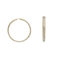 Two Tone Textured Hoop Earrings (14K)