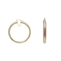 Tricolor Diamond Cut Hoop Earrings (14K)