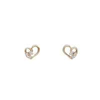 Zirconia Heart Stud Earrings (14K)
