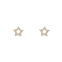 Zirconia Star Outline Stud Earrings (14K)