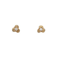 Zirconia Three Left Stud Earrings (14K)
