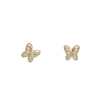 Zirconia Butterfly Stud Earrings (14K)