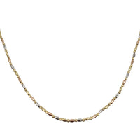 Tricolor Moon Cut Rice Bead Chain (14K)