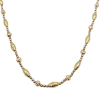 Tricolor Moon Cut Round & Oval Ball Chain (14K)