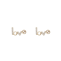 Zirconia "LOVE" Stud Earring (14K)