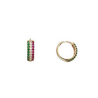 Multicolor Stone Huggies Earrings (14K)