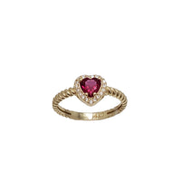 Textured Zirconia Heart Ring (14K)
