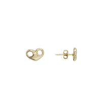 Gold Puffed Heart Stud Earrings (14K)