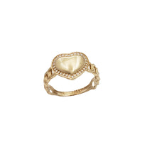 Zirconia Textured Cuban Chain Heart Ring (14K)