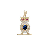 Owl Color Stone Pavé Pendant (14K)