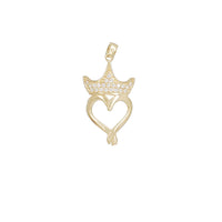 Cubic Zirconia Crown Heart Pendant (14K)