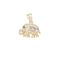 Tri-Color Elephant CZ Pendant (14K).