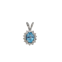Diamond Blue Topaz Halo Pendant (14K)